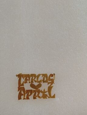 14K Gold 'Carlos April' Nameplate Pendant